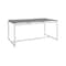 Armen Living Royal White Aluminum and Teak Outdoor Dining Table with Stone Top 840254332812 - alternate 1